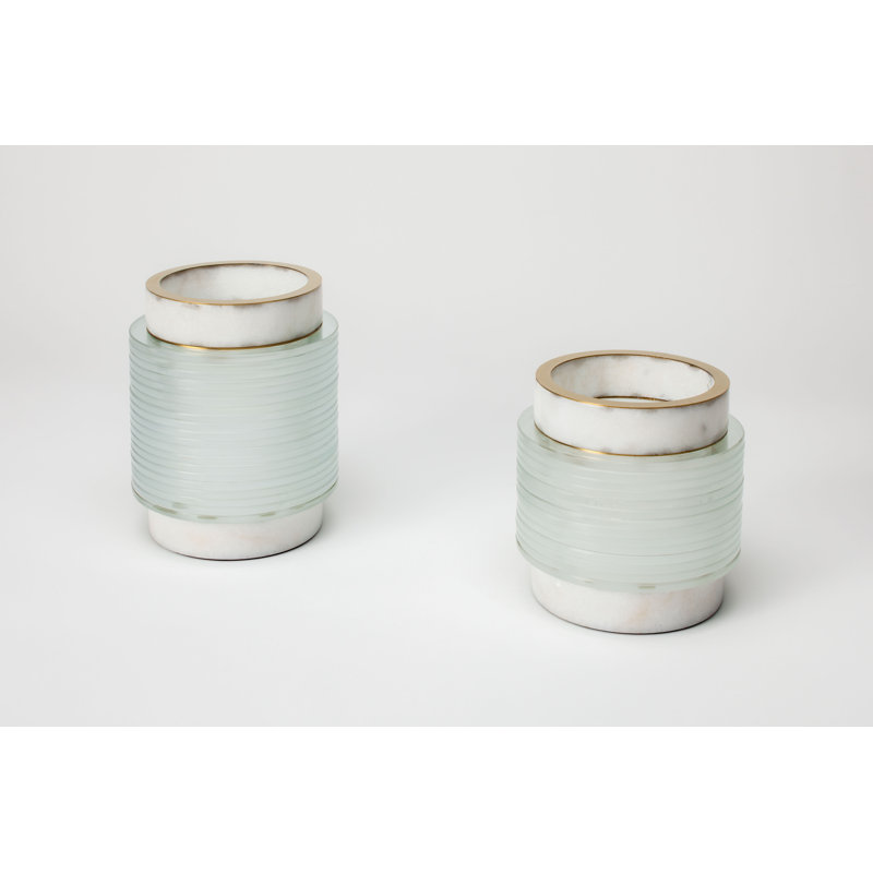 Stone Table Vase, 6" H x 5.5" W x 5.5" D