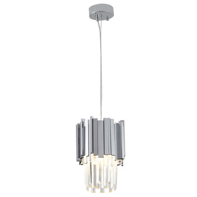 Fernon Modern 3-Light Chrome Stainless Steel Pendant With Clear Crystals