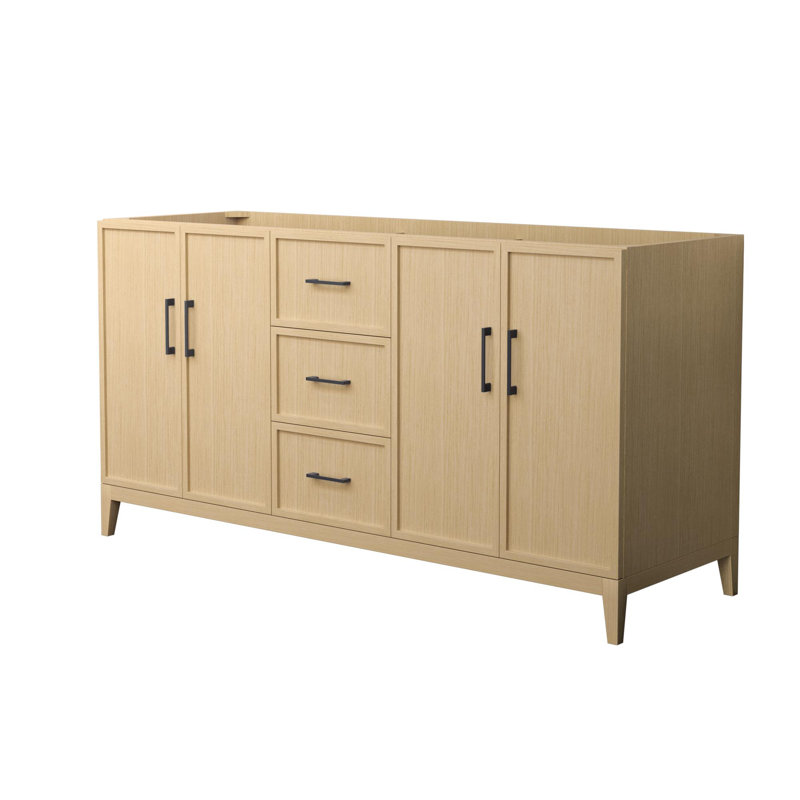 Elan 66" Double Freestanding White Oak and Matte Black Bathroom Vanity