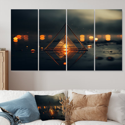 Minimalist Triangle Essence I - Spiritual Stone Wall Art Canvas 4 Piece