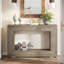 Console 47 po avec rangement - Table d'entrée étroite rustique avec tablette ouverte