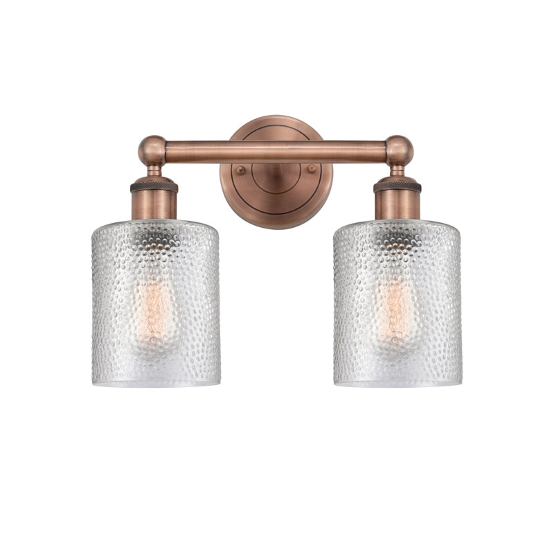 Éclairage pour meuble-lavabo à 2 lumières à intensité variable, Transparent, Cuivre antique