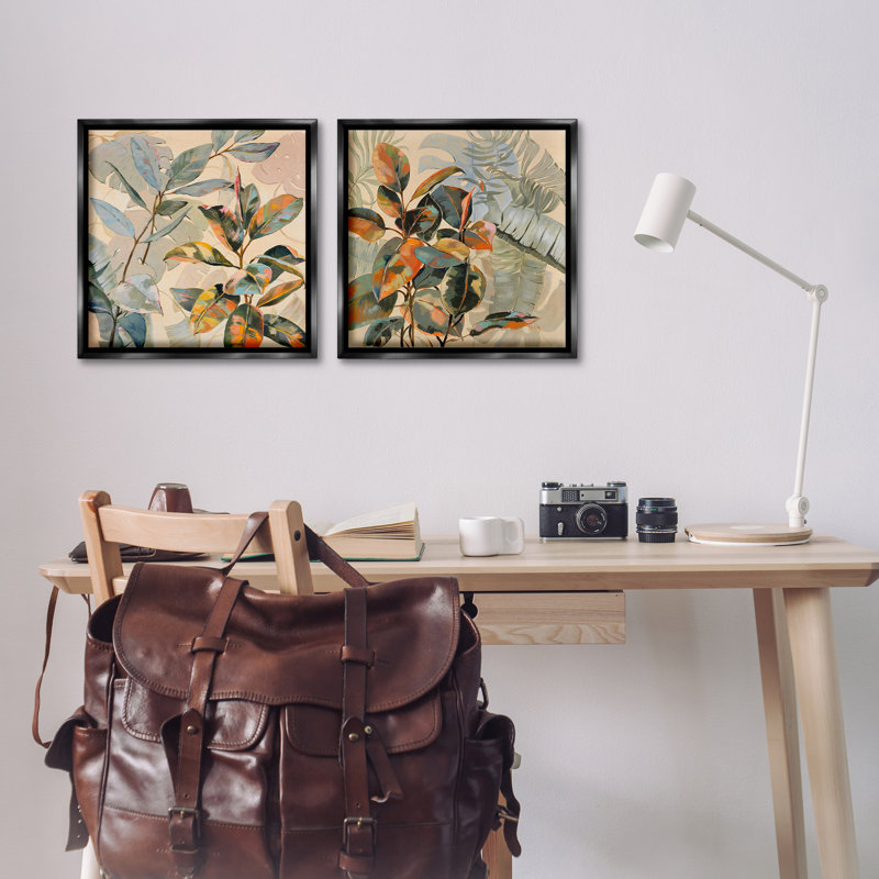 Ensemble de 2 cadres flottants Neutral Tropical Organics, design par Dusza, Cadre flottant noir de jais, H 18 po x l 18 po