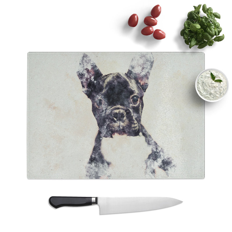French Bulldog Vol.1 Watercolour Chopping Board, 0.4cm H x 20cm W x 28.5cm L