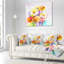 Bouquet de gerberas et de roses jaunes et roses - Coussin imprimé floral-29597657-29597661