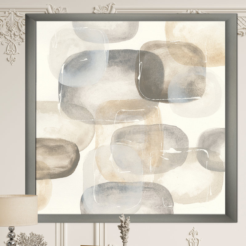 « neutral oval gray pierres ii »-image image sur toile, H 46 po x l 36 po x P 1,5 po, Cadre argenté
