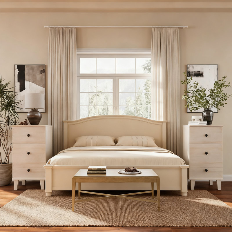 Nightstands Set Of 2, Fluted Night Stand With Charging Station, End Table With 2 Drawers & Doors, Bedside Table Wood Side Table For Bedroom, Beige