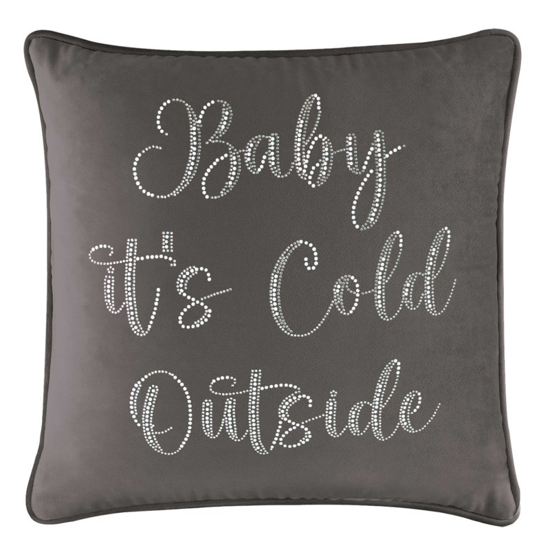 Coussin Sparkles Home Strass | Rembourrage en plumes | Luxe, Carré 16 po, Velours gris anthracite