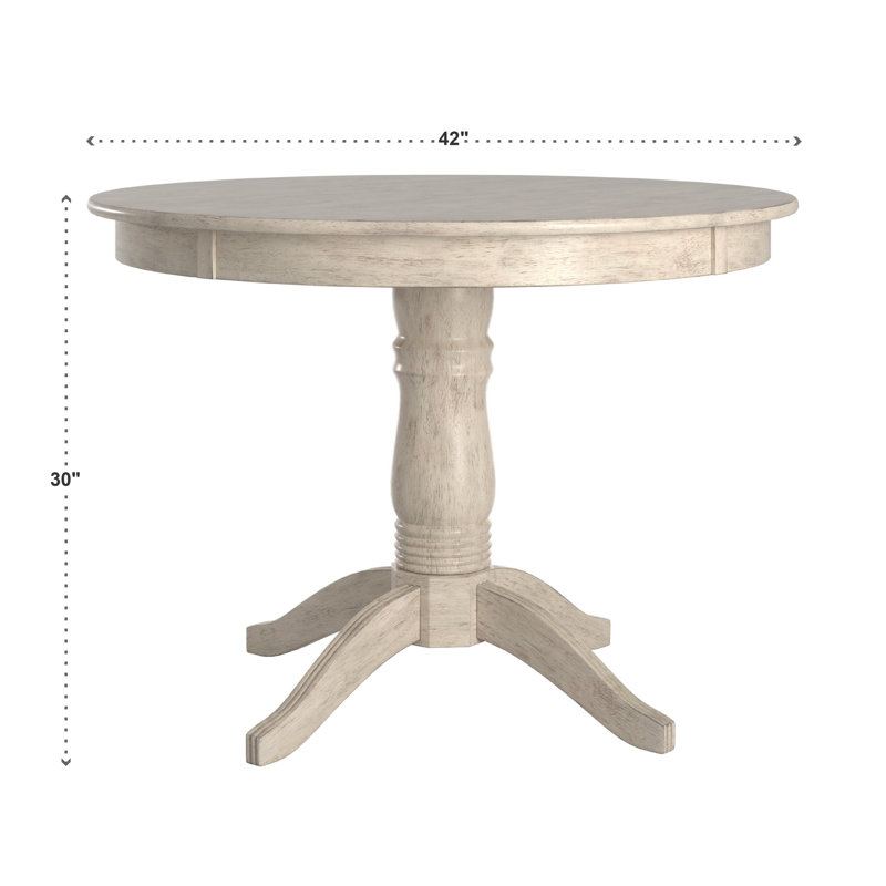 Alexa-Mae 4-Person Solid Wood Pedestal Dining Set, Antique White