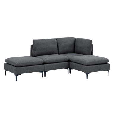 Linen Upholstered Modular Sectional with Metal Legs