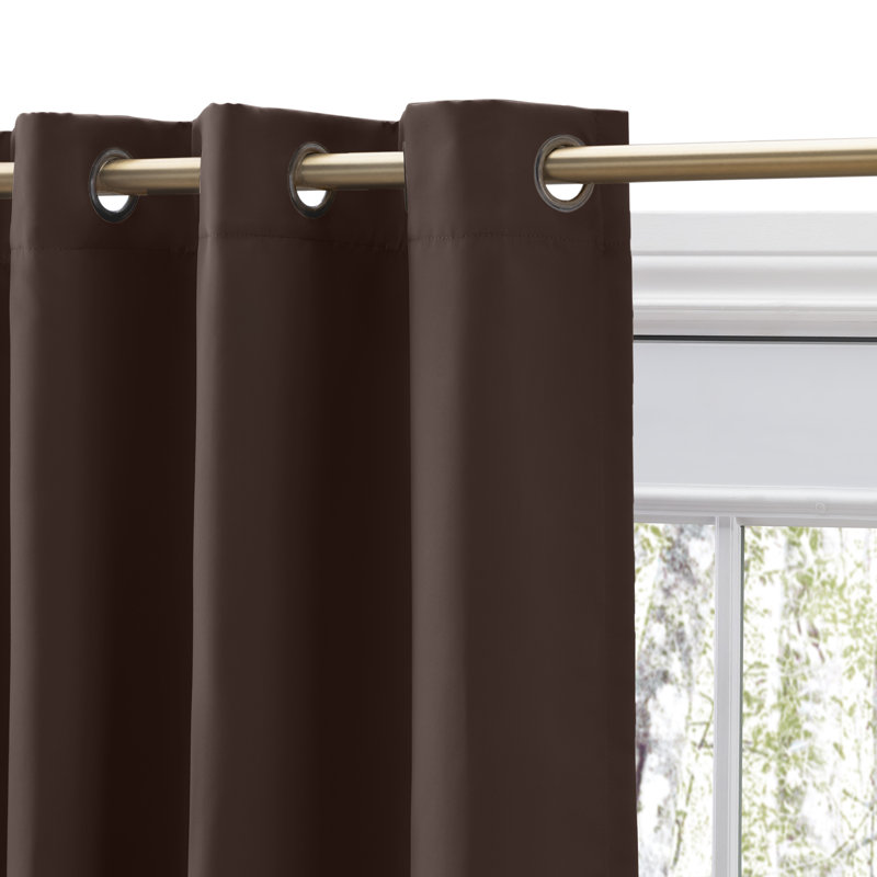 Ardelle Blackout Curtain Single Panel, Espresso with Antiqued Bronze Grommets, 56" W x 84" L