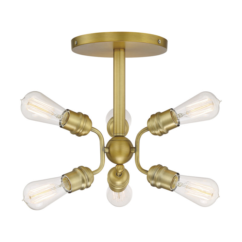 Nester Semi Flush Mount, Brushed Brass