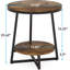 Table de bout industrielle 19,68 po avec tablette de rangement - table d'appoint ronde à 2 niveaux pour les petits espaces (table incluse seulement)