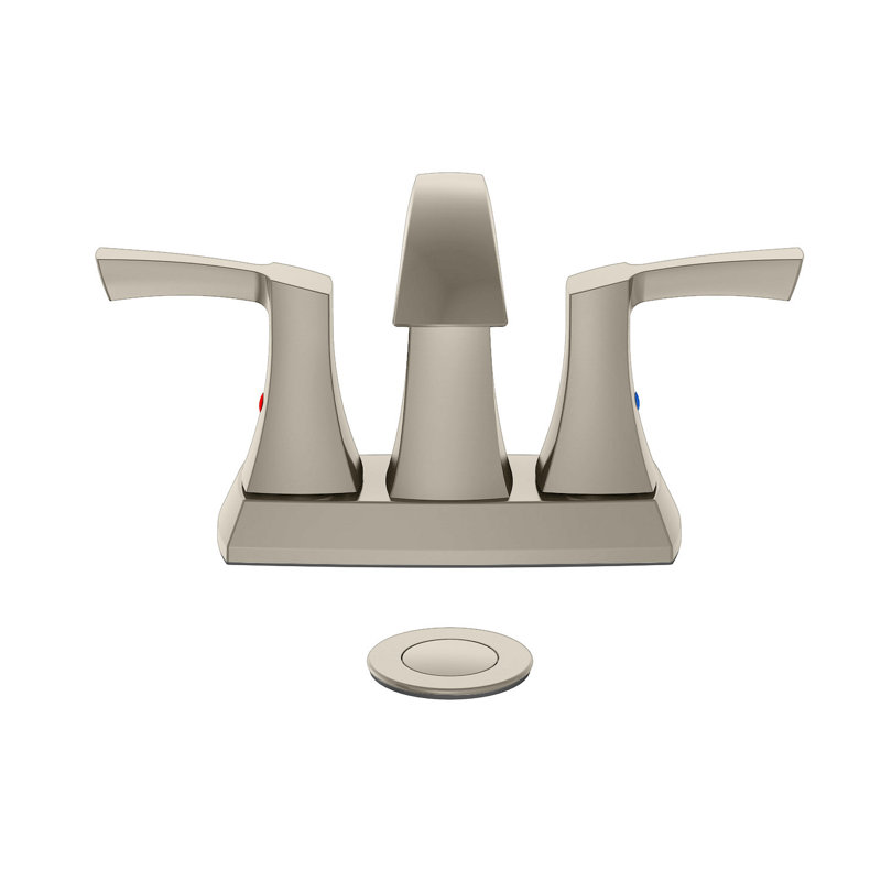 2-handle Bathroom Faucet with Drain Assembly, Brushed Nickel