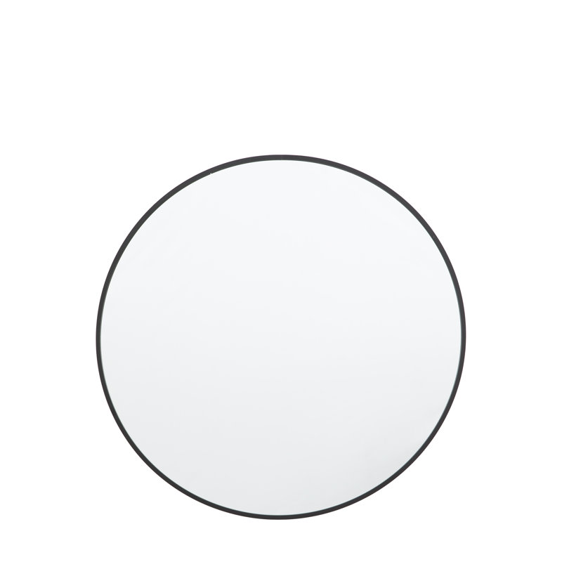 Lottie Oval Metal Framed Wall Mounted Full Length Mirror, Black, 60cm H x 60cm W x 4cm D