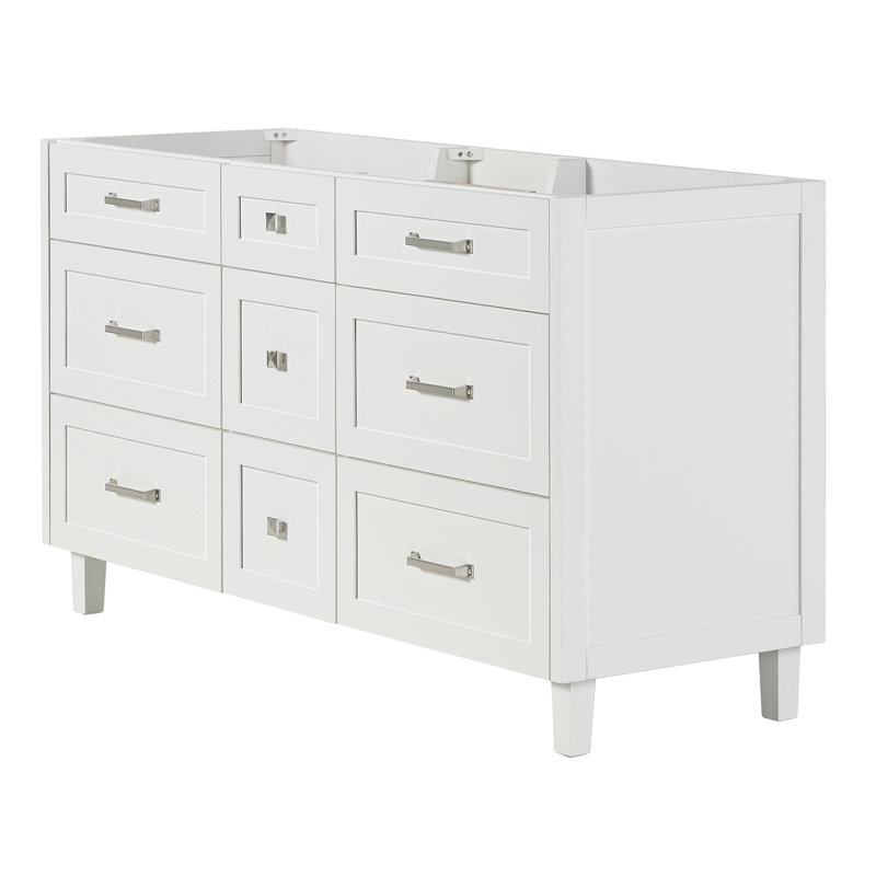 Armoire à double cuve 60 po Ariel Monreau en bleu minuit, Blanc