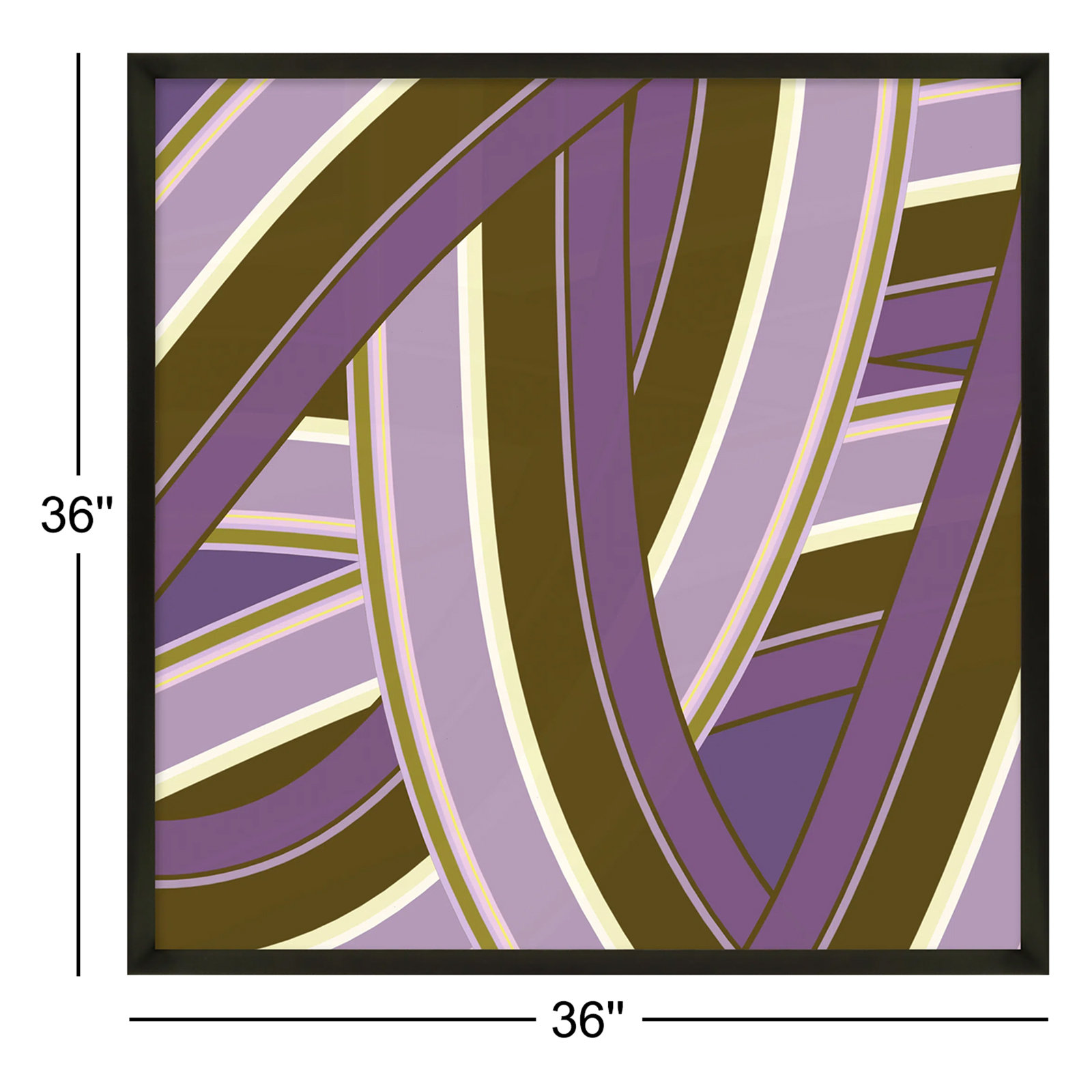 Lavender Twist by Jacques Pilon, Black Wood, 36" H x 36" W x 1.25" D