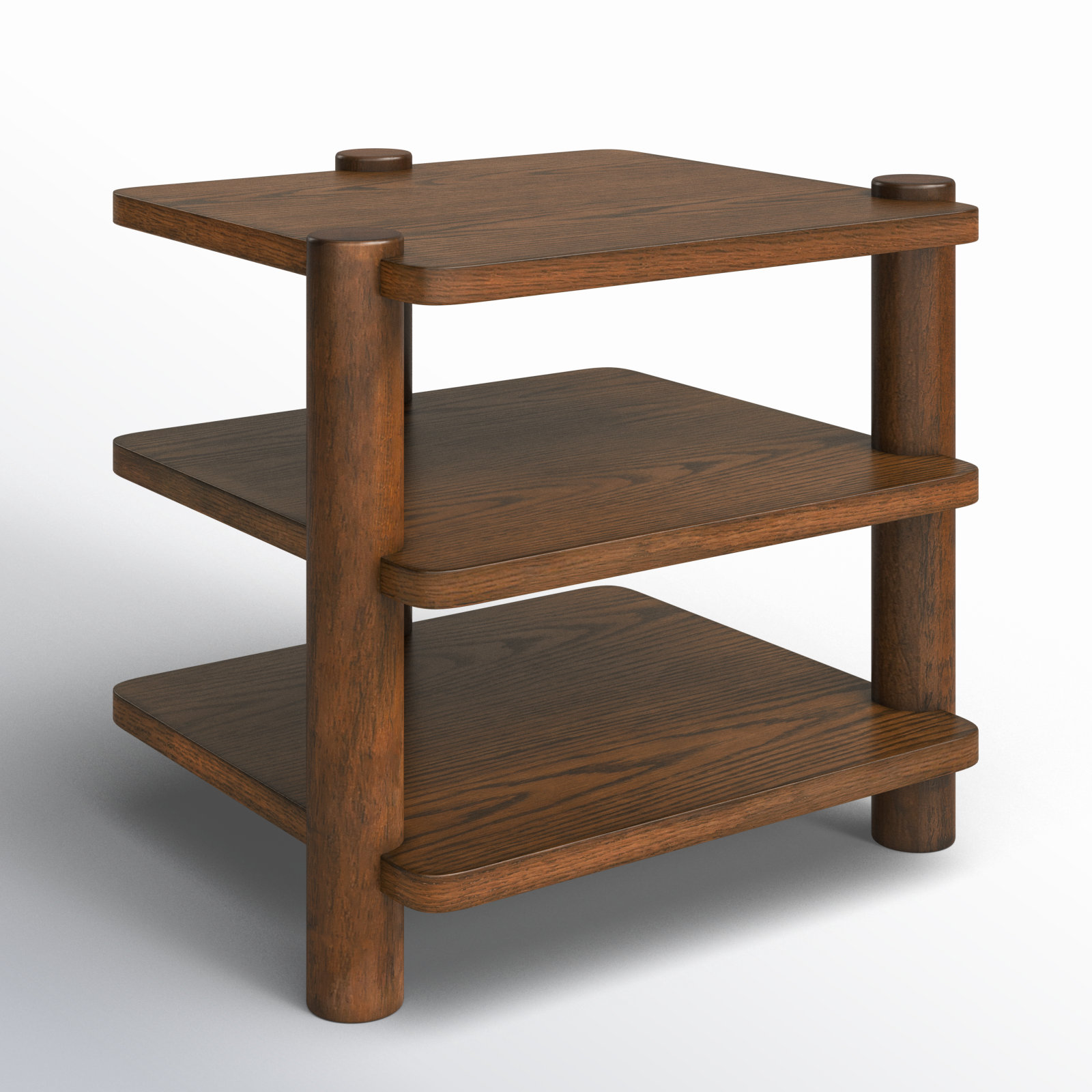 Hepburn 3 Shelf Wood Accent Table, Medium Oak