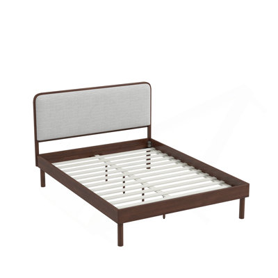 Wyller Rubberwood Platform Bed, Natural Walnut Finish