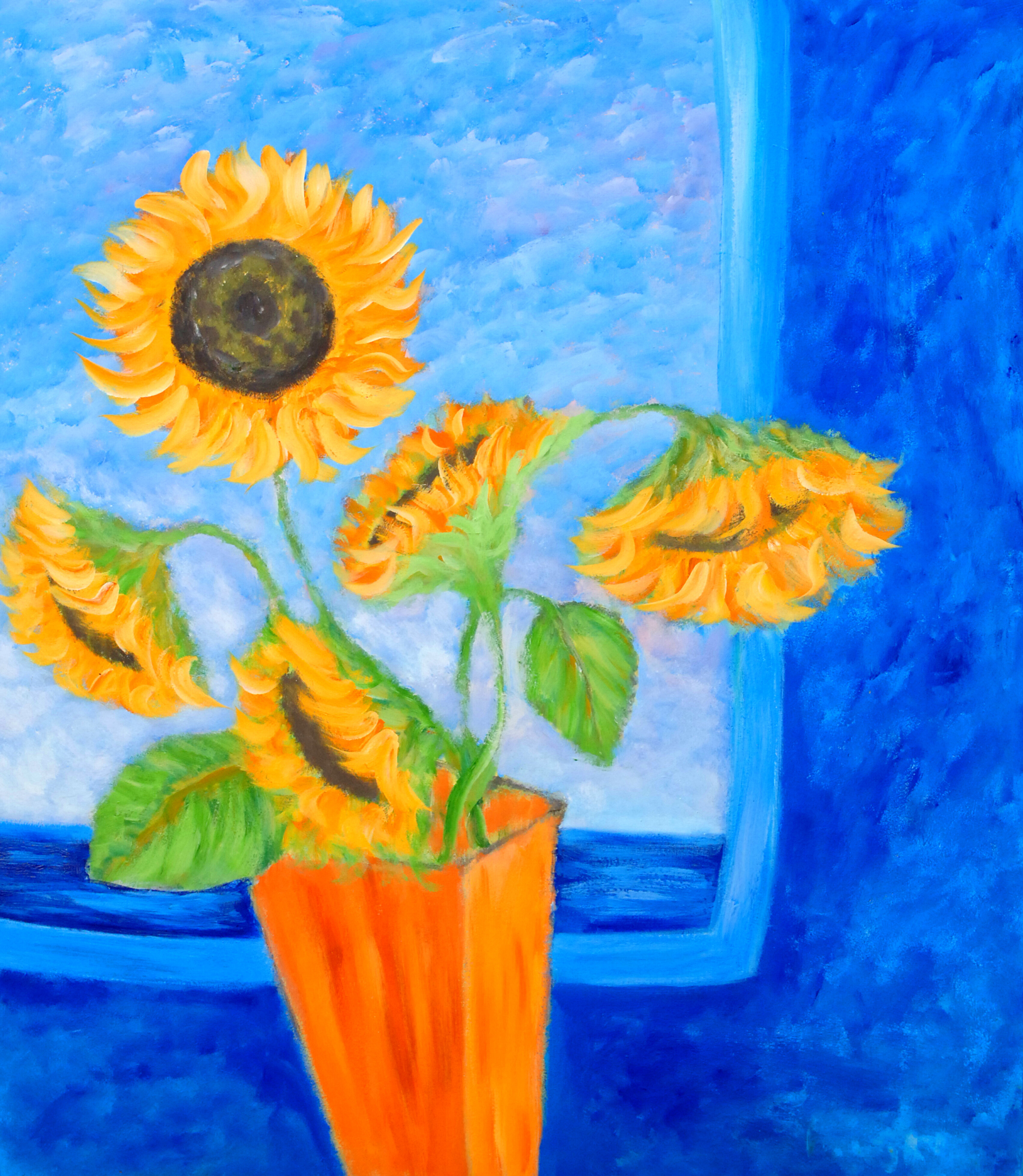 Sunflowers on black gesso - Acrylic on canvas, in Recent Artwork
