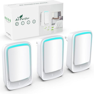 Purificateur d'air (paquet de 3) ioniseur d'air négatif pour usage domestique, ioniseur d'air mobile sans filtre, désodorisation négative d'ions, mini purificateur d'air pour la maison, le bureau, les animaux de compagnie, les fumoirs, les toilettes, la salle de bain
