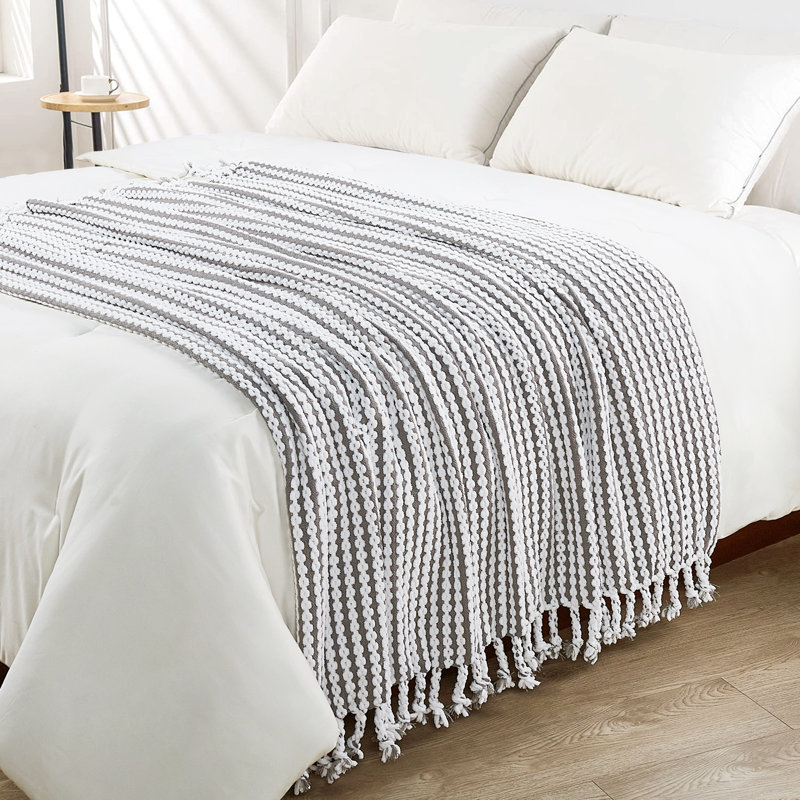 Knitted Throw Blanket, Grey