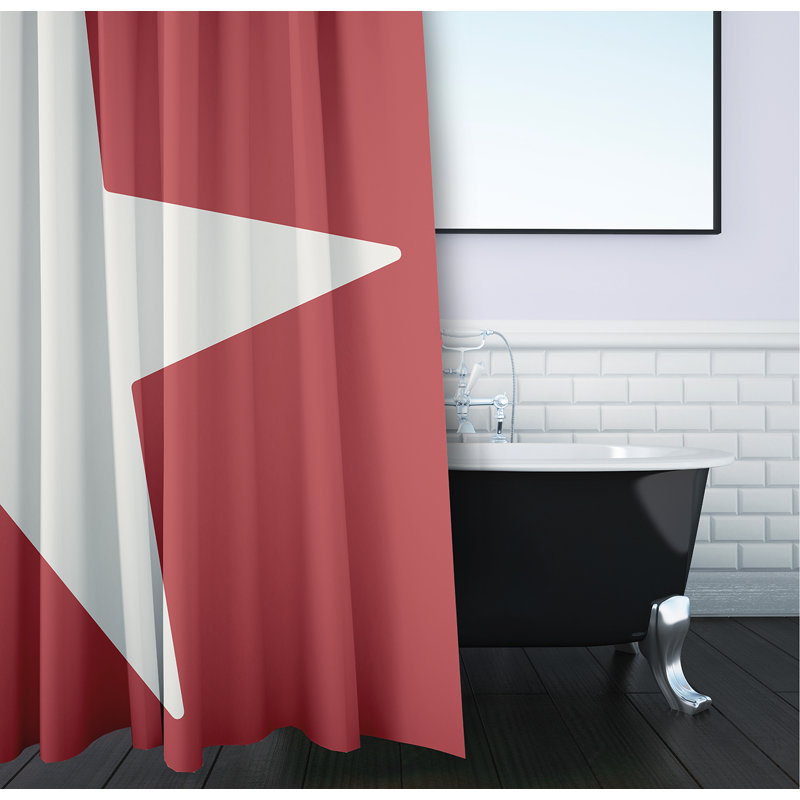 Kioni Geometric Single Shower Curtain, Red/White
