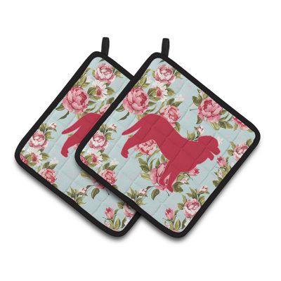Caroline's Treasures Curly Coated Retriever Floral Polyester Potholder