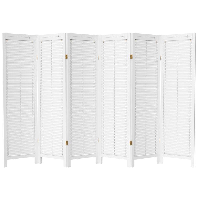 6 Ft. Tall Adjustable Shutter Room Divider White 3 Panel, 6, White