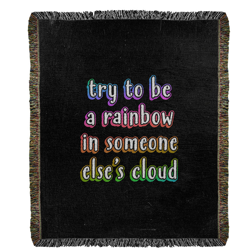 Hand Woven Throw Blanket, 60" L x 50" W, Rainbow