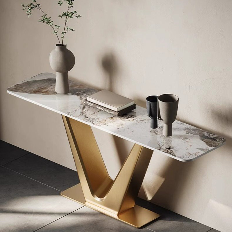 Italian style sintered stone console table., 33.4" H x 59" W x 13.7" D