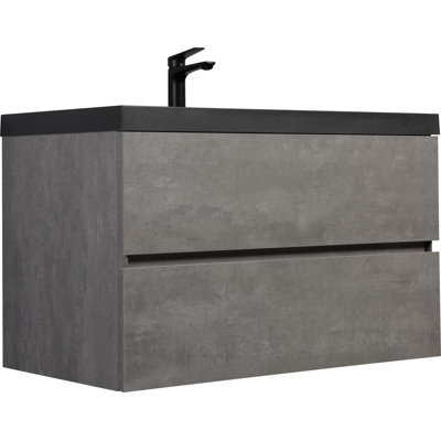 Meuble-lavabo mural simple avec lavabo, meuble-lavabo mural pour salle de bain