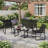 4-Piece All-Weather UV-Resistant Patio Conversation Set, 3 Soft Padded Breathable Quick-Dry Fabric Seats, Scratch-Proof Tempered Glass Tabletop