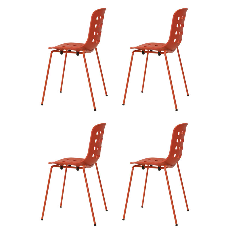 Holi Stacking Perforated Side Chair, White