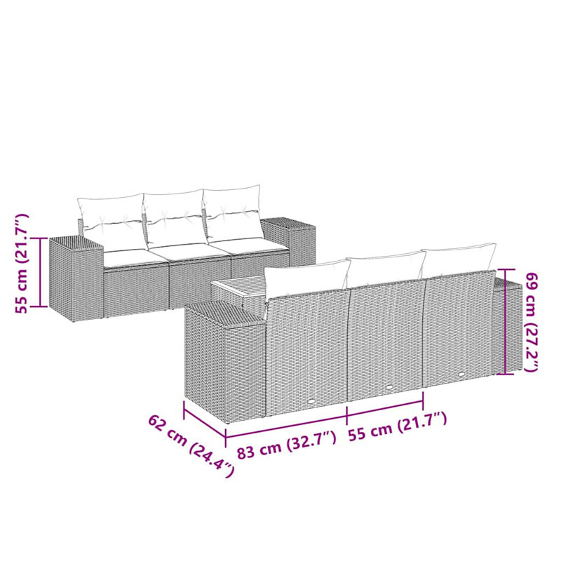 Ensemble de canapé de jardin Vidaxl