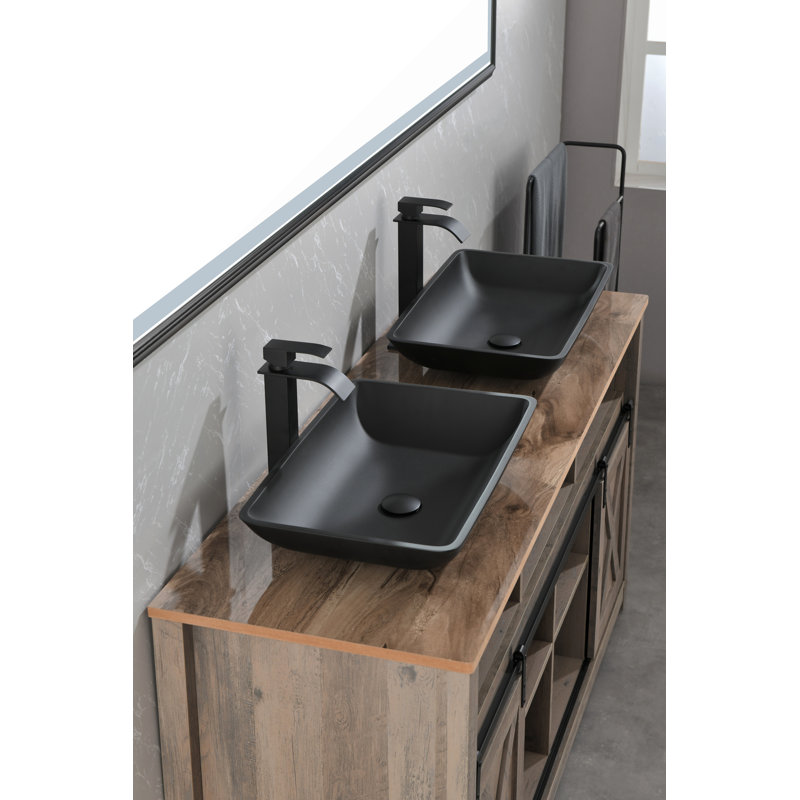 Lavabo de salle de bain vasque rectangulaire en verre à coquille mate avec robinet