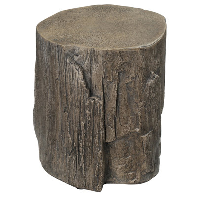 Javeah Tree Stump Stool, Decorative Side Table With Round Tabletop, Concrete End Table With Wood Grain Finish, For Indoors And Outdoors