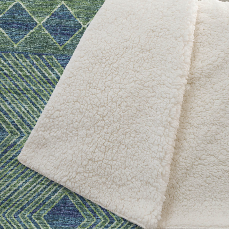 Jeté en sherpa One Pixie Street 50 "x 70", Lime; bleu marine