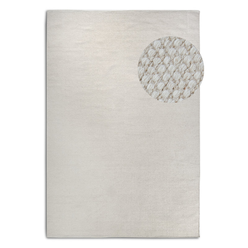 Hand Loomed Linen White Rug, Rectangular 160cm x 230cm