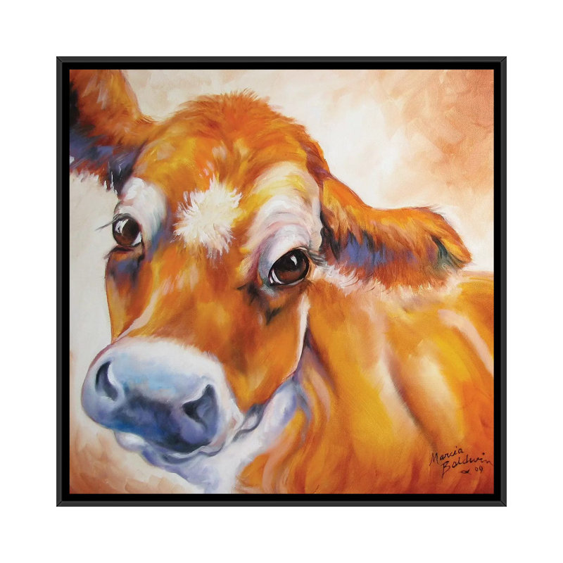 « my jersey cow commission », impression sur toile, H 18 po x l 18 po x P 1,5 po, Toile avec cadre noir, Pas de tapis