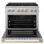 ZLINE Autograph 36 in. Black Stainless Marino Gas Range with 6 DuoPro Burners w/ Bronze Accents-473763212-473763248