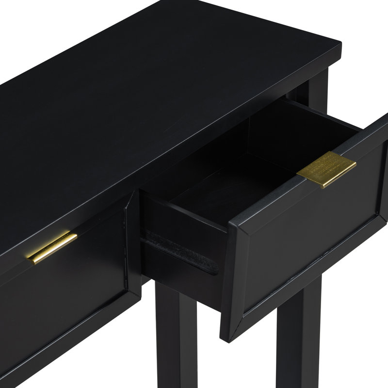 Modern 4-Drawer Console Table, Black