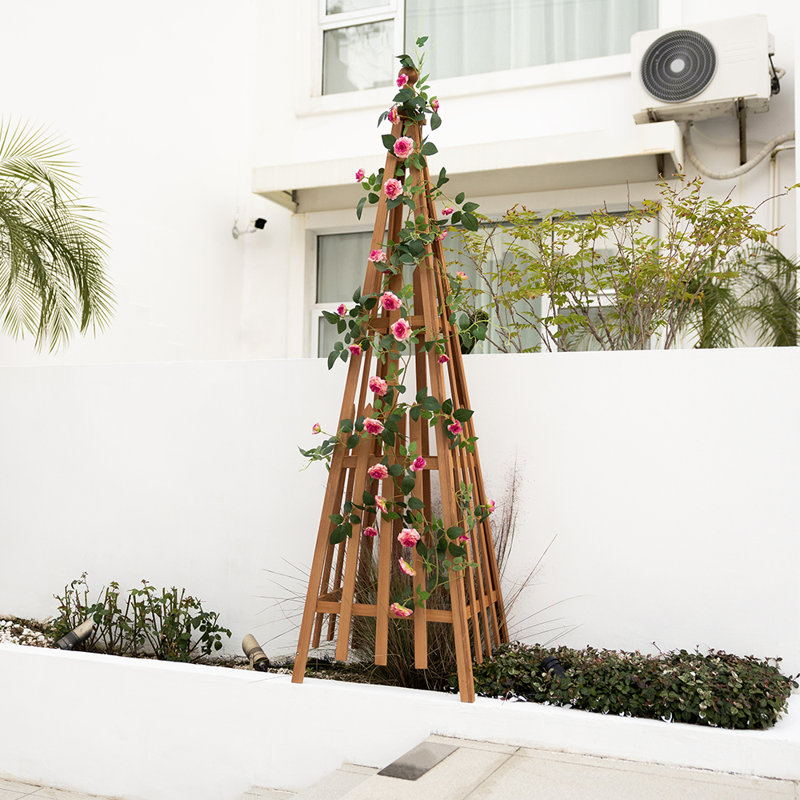 172.7cm H Wood Obelisk Trellis, Brown, 172.7cm x 50.8cm x 50.8cm