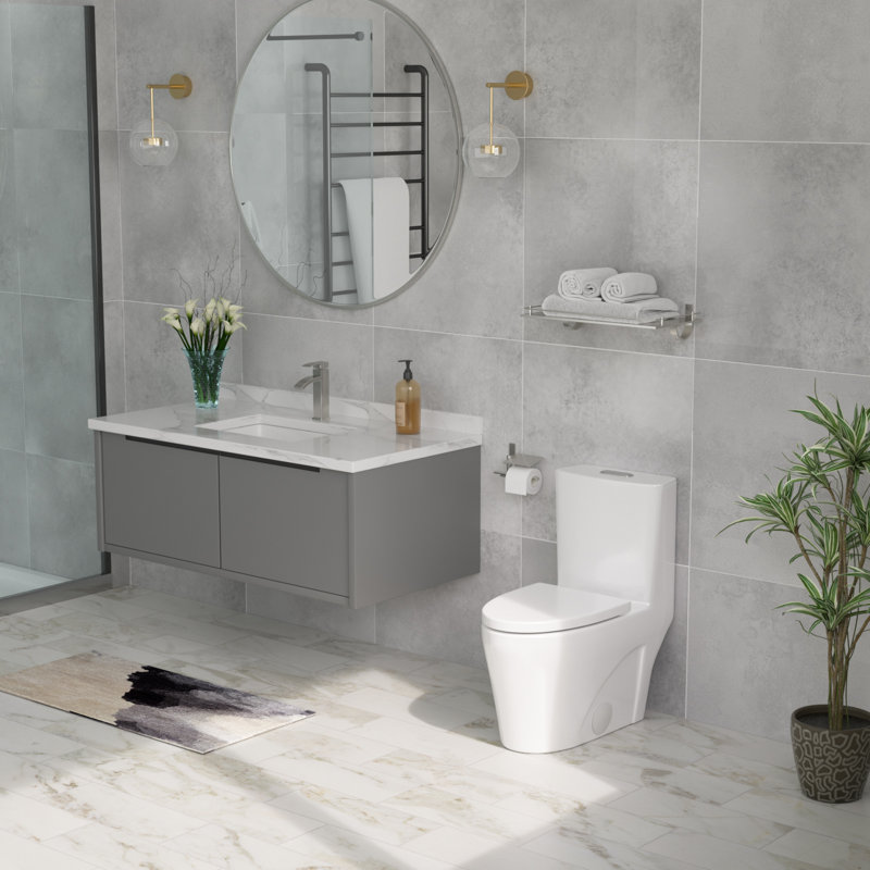 Dual-Flush One-Piece Toilet CEC & DOE Certified Powerful Flush One-Piece White Toilet (Slow Close Seat Included)