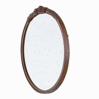 Hand Carved Rose Antique Accent Mirror