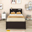 Lit plateforme simple en bois avec lit gigogne et rangement Farrux-1134140756