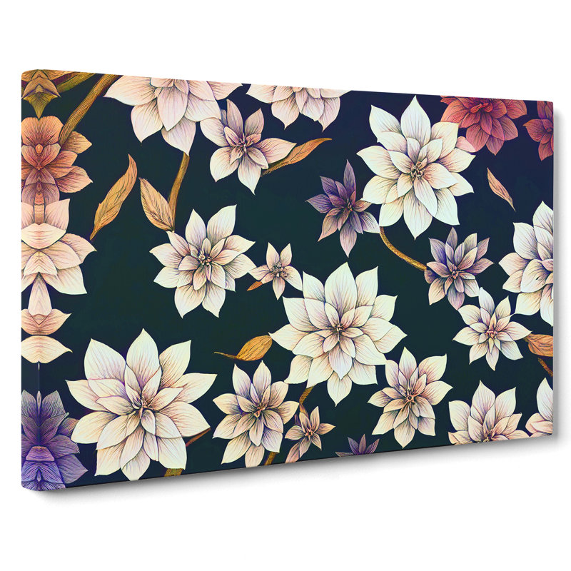 Head Turning Vintage Flowers - Wrapped Canvas Print, 35cm H x 50cm W x 3cm D