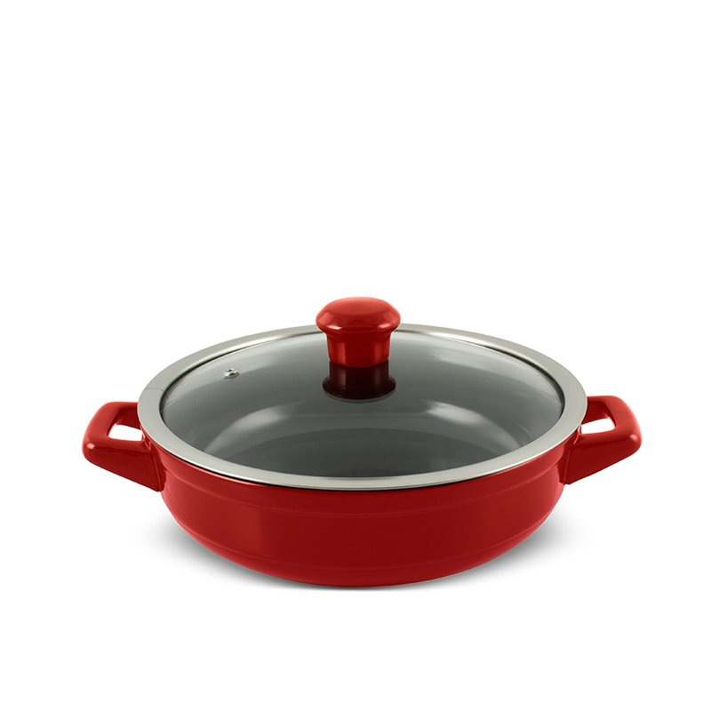 Ceraflame 1,9 pte Braisière ronde antiadhésive en céramique avec couvercle, Rouge