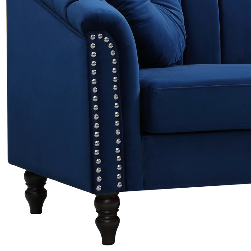 Causeuse rembourrée Melitta, Velours bleu marine