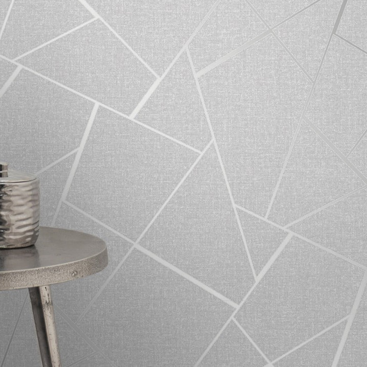 Fractal 10m x 53cm Wallpaper Roll, Silver
